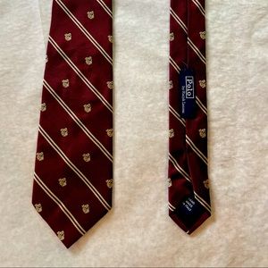 “Polo Ralph Lauren” Maroon Bulldog Silk Neck Tie